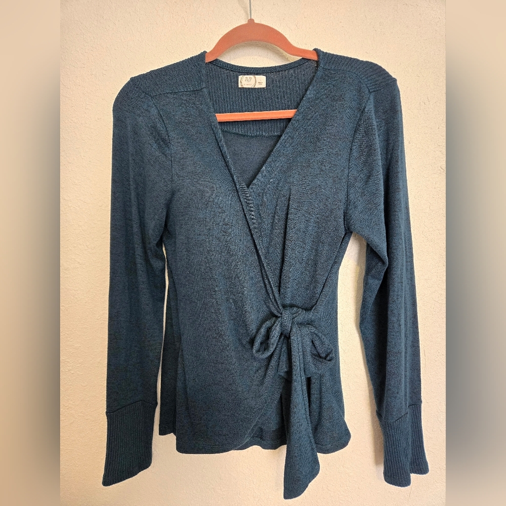 Maurices Teal Long Sleeve Wrap Blouse